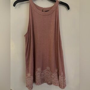 Women's Sleeveless Embroidered Top - Pink